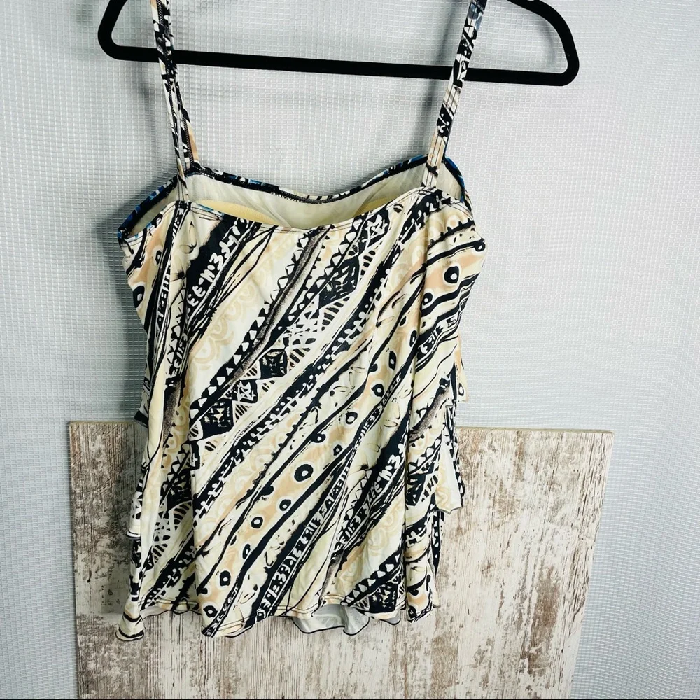 A Shore Fit Ruffle Print Tankini Top Size 14 - Picture 3 of 5